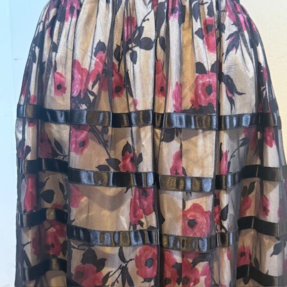J Peterman Floral Print Ruffle Skirt Size 16 Cottagecore Romantic Maxi - Picture 3 of 10
